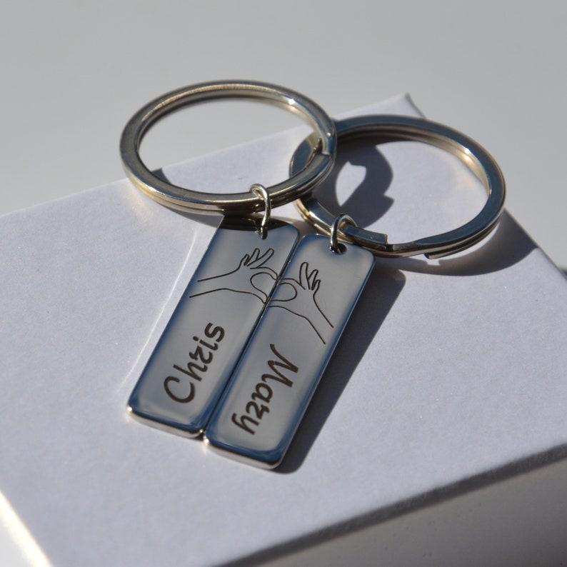 Couples Keychain Set, Engraved Couples Key Chain, Anniversary Gift for Girlfriend Boyfriend, Matching Couple Keychain