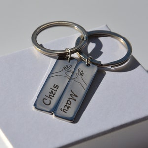 Couples Keychain Set, Engraved Couples Key Chain, Anniversary Gift for Girlfriend Boyfriend, Matching Couple Keychain