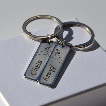 Couples Keychain Set, Engraved Couples Key Chain, Anniversary Gift for Girlfriend Boyfriend, Matching Couple Keychain